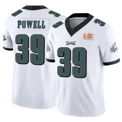 Men's ShunDerrick Powell Philadelphia Eagles No.39 Limited Vapor F.U.S.E. Super Bowl LIX Jersey - White