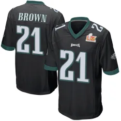 Men's Sydney Brown Philadelphia Eagles No.21 Game Alternate Super Bowl LIX Jersey - Black