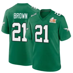 Men's Sydney Brown Philadelphia Eagles No.21 Game Kelly Alternate Super Bowl LIX Jersey - Green