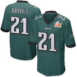 Men's Sydney Brown Philadelphia Eagles No.21 Game Team Color Super Bowl LIX Jersey - Green