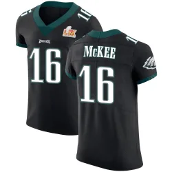 Men's Tanner McKee Philadelphia Eagles No.16 Elite Alternate Vapor Untouchable Super Bowl LIX Jersey - Black