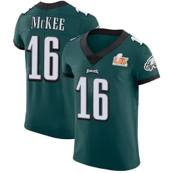 Men's Tanner McKee Philadelphia Eagles No.16 Elite Midnight Team Color Vapor Untouchable Super Bowl LIX Jersey - Green