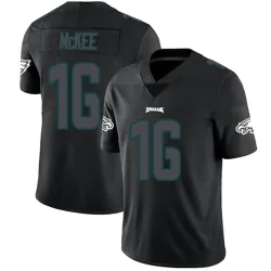 Men's Tanner McKee Philadelphia Eagles No.16 Limited Jersey - Black Impact