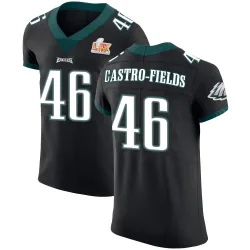 Men's Tariq Castro-Fields Philadelphia Eagles No.46 Elite Alternate Vapor Untouchable Super Bowl LIX Jersey - Black