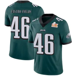 Men's Tariq Castro-Fields Philadelphia Eagles No.46 Limited Midnight Team Color Vapor Untouchable Super Bowl LIX Jersey - Green