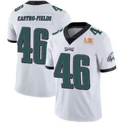 Men's Tariq Castro-Fields Philadelphia Eagles No.46 Limited Vapor Untouchable Super Bowl LIX Jersey - White