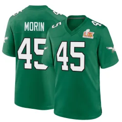 Men's Taylor Morin Philadelphia Eagles No.45 Game Kelly Alternate Super Bowl LIX Jersey - Green