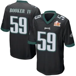 Men's Thomas Booker IV Philadelphia Eagles No.59 Game Alternate Super Bowl LIX Jersey - Black