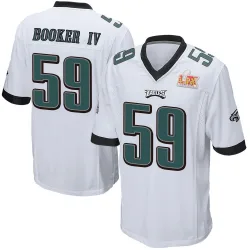Men's Thomas Booker IV Philadelphia Eagles No.59 Game Super Bowl LIX Jersey - White