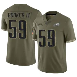 Men's Thomas Booker IV Philadelphia Eagles No.59 Limited 2022 Salute To Service Jersey - Olive