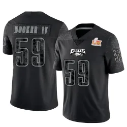 Men's Thomas Booker IV Philadelphia Eagles No.59 Limited Reflective Super Bowl LIX Jersey - Black