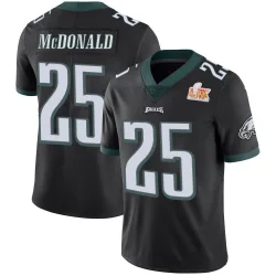 Men's Tommy McDonald Philadelphia Eagles No.25 Limited Alternate Vapor Untouchable Super Bowl LIX Jersey - Black