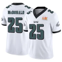 Men's Tommy McDonald Philadelphia Eagles No.25 Limited Vapor F.U.S.E. Super Bowl LIX Jersey - White