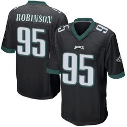 Men's Ty Robinson Philadelphia Eagles No.95 Game Alternate Jersey - Black