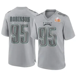 Men's Ty Robinson Philadelphia Eagles No.95 Game Atmosphere Fashion Super Bowl LIX Jersey - Gray