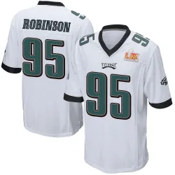 Men's Ty Robinson Philadelphia Eagles No.95 Game Super Bowl LIX Jersey - White