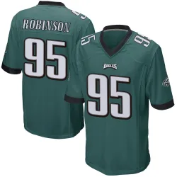 Men's Ty Robinson Philadelphia Eagles No.95 Game Team Color Jersey - Green