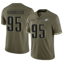 Men's Ty Robinson Philadelphia Eagles No.95 Limited 2022 Salute To Service Jersey - Olive