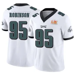 Men's Ty Robinson Philadelphia Eagles No.95 Limited Vapor F.U.S.E. Super Bowl LIX Jersey - White
