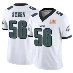 Men's Tyler Steen Philadelphia Eagles No.56 Limited Vapor F.U.S.E. Super Bowl LIX Jersey - White