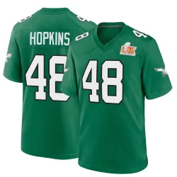 Men's Wes Hopkins Philadelphia Eagles No.48 Game Kelly Alternate Super Bowl LIX Jersey - Green