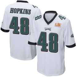 Men's Wes Hopkins Philadelphia Eagles No.48 Game Super Bowl LIX Jersey - White