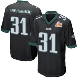 Men's Wilbert Montgomery Philadelphia Eagles No.31 Game Alternate Super Bowl LIX Jersey - Black