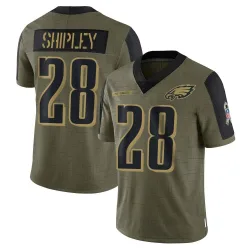Men's Will Shipley Philadelphia Eagles No.28 Limited 2021 Salute To Service Jersey - Olive