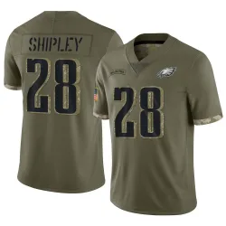 Men's Will Shipley Philadelphia Eagles No.28 Limited 2022 Salute To Service Jersey - Olive