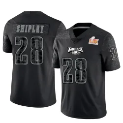 Men's Will Shipley Philadelphia Eagles No.28 Limited Reflective Super Bowl LIX Jersey - Black