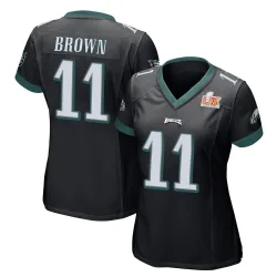 Women's A.J. Brown Philadelphia Eagles No.11 Game Alternate Super Bowl LIX Jersey - Black