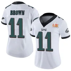 Women's A.J. Brown Philadelphia Eagles No.11 Limited Vapor Untouchable Super Bowl LIX Jersey - White