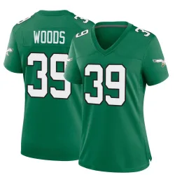 Women's A.J. Woods Philadelphia Eagles No.39 Game Kelly Alternate Jersey - Green