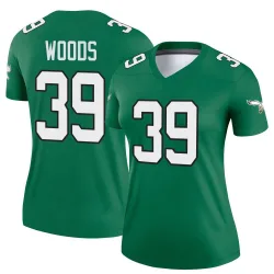 Women's A.J. Woods Philadelphia Eagles No.39 Legend Kelly Alternate Jersey - Green