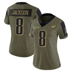 Women's Adoree' Jackson Philadelphia Eagles No.8 Limited 2021 Salute To Service Jersey - Olive