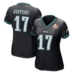 Women's Alshon Jeffery Philadelphia Eagles No.17 Game Alternate Super Bowl LIX Jersey - Black