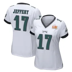 Women's Alshon Jeffery Philadelphia Eagles No.17 Game Super Bowl LIX Jersey - White