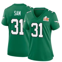 Women's Andre' Sam Philadelphia Eagles No.31 Game Kelly Alternate Super Bowl LIX Jersey - Green