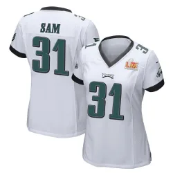 Women's Andre' Sam Philadelphia Eagles No.31 Game Super Bowl LIX Jersey - White