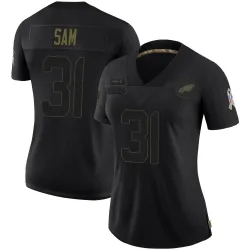 Women's Andre' Sam Philadelphia Eagles No.31 Limited 2020 Salute To Service Jersey - Black