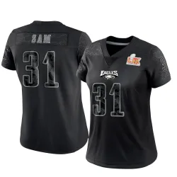 Women's Andre' Sam Philadelphia Eagles No.31 Limited Reflective Super Bowl LIX Jersey - Black