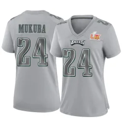 Women's Andrew Mukuba Philadelphia Eagles No.24 Game Atmosphere Fashion Super Bowl LIX Jersey - Gray