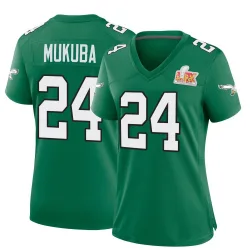 Women's Andrew Mukuba Philadelphia Eagles No.24 Game Kelly Alternate Super Bowl LIX Jersey - Green