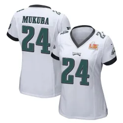 Women's Andrew Mukuba Philadelphia Eagles No.24 Game Super Bowl LIX Jersey - White