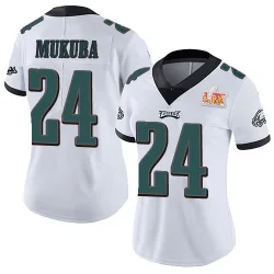 Women's Andrew Mukuba Philadelphia Eagles No.24 Limited Vapor Untouchable Super Bowl LIX Jersey - White