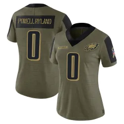 Women's Antwaun Powell-Ryland Philadelphia Eagles No.0 Limited 2021 Salute To Service Jersey - Olive