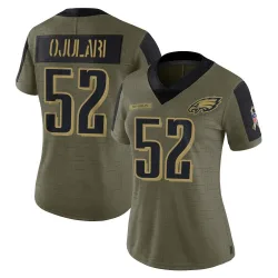Women's Azeez Ojulari Philadelphia Eagles No.52 Limited 2021 Salute To Service Jersey - Olive