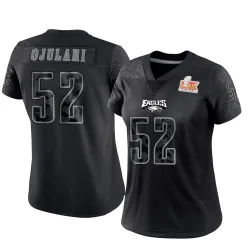 Women's Azeez Ojulari Philadelphia Eagles No.52 Limited Reflective Super Bowl LIX Jersey - Black