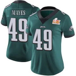 Women's BJ Mayes Philadelphia Eagles No.49 Limited Midnight Team Color Vapor Untouchable Super Bowl LIX Jersey - Green