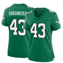 Women's Ben VanSumeren Philadelphia Eagles No.43 Game Kelly Alternate Jersey - Green